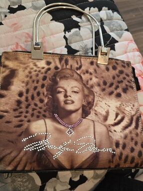 Leopard-Print Rhinestone Accent Tote in Brown